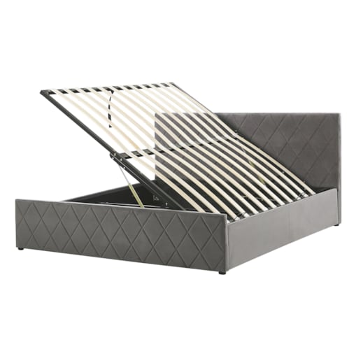 Łóżko z pojemnikiem welurowe 140 x 200 cm szare ROCHEFORT
