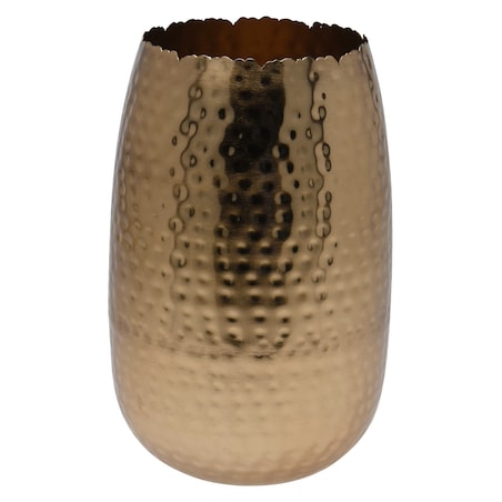 Wazon Metalowy Zdobiony Dekoracyjny 18X29 Cm Waza Ozdobna Na Kwiaty Złoty