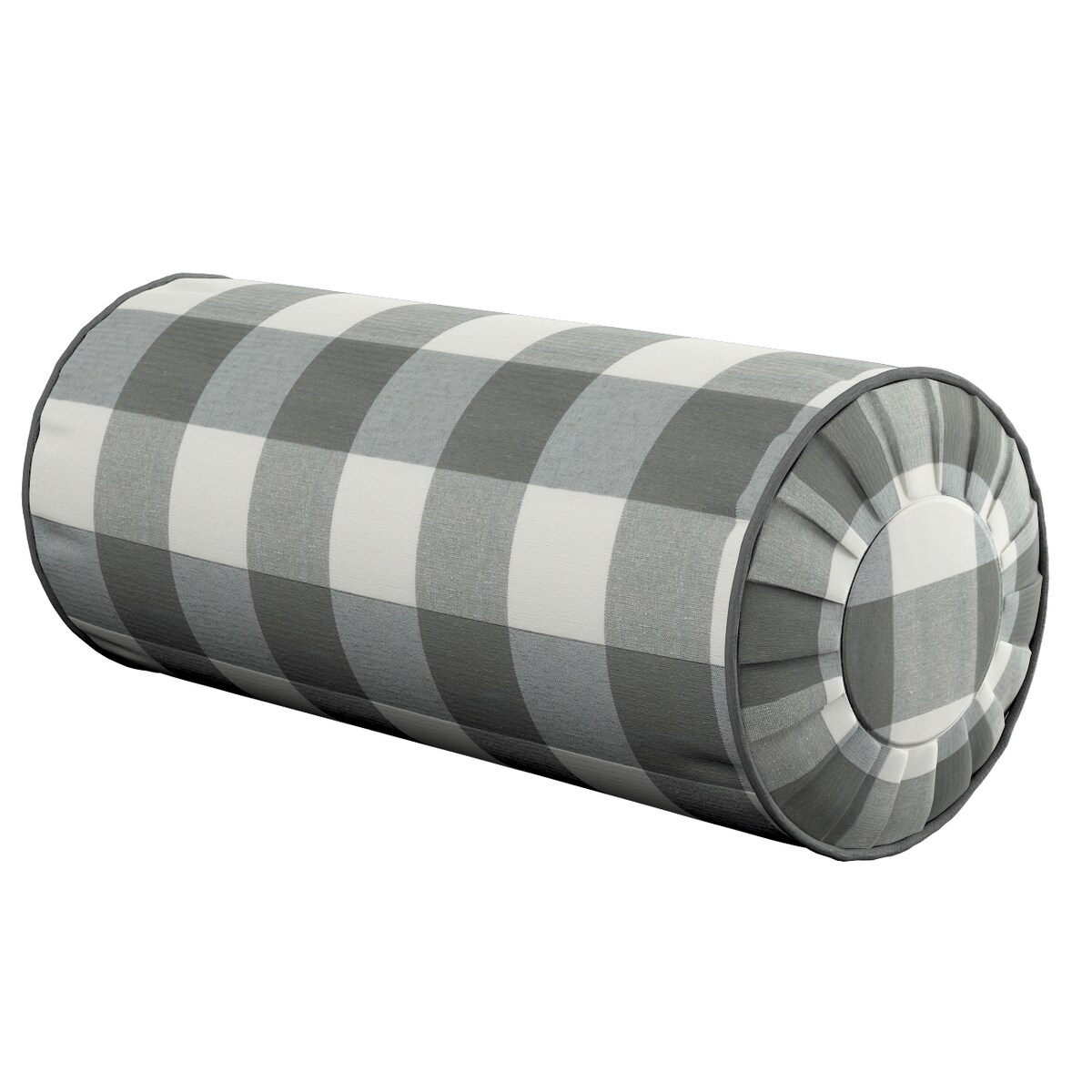 Poduszka wałek z zakładkami, szaro-biała krata (5,5x5,5cm), Ø20 x 50 cm, Quadro
