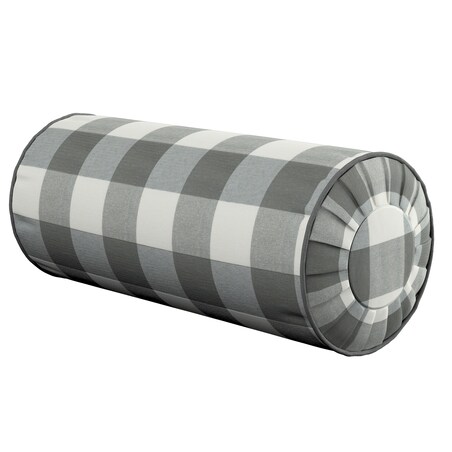Poduszka wałek z zakładkami, szaro-biała krata (5,5x5,5cm), Ø20 x 50 cm, Quadro
