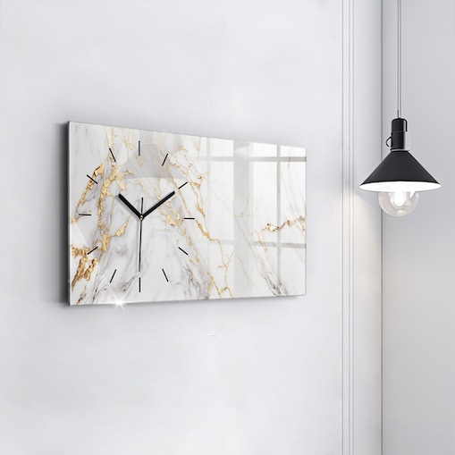 Zegar ścienny Marmur Biało-Złoty, 60x30 cm
