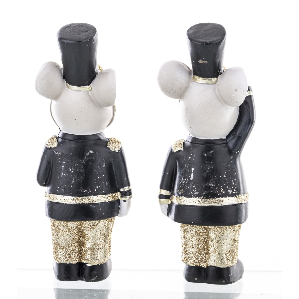 Figurki - 2 myszy w mundurach z orderami 11,5x4,5x4 cm czarne