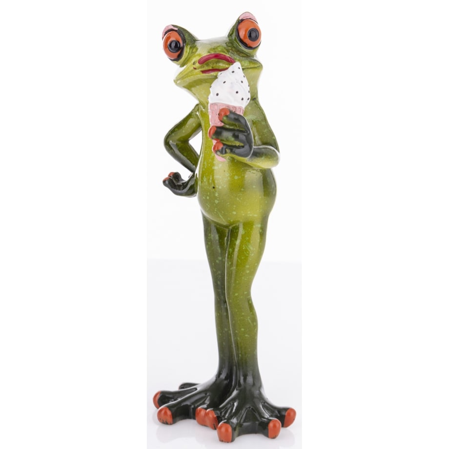 Dekoracja - zielona żabka 16x7x6 cm RANE z lodami