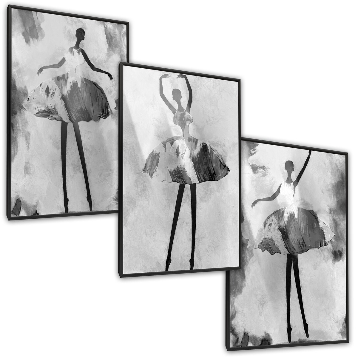 ZESTAW 3X PLAKAT W RAMIE DO SALONU BALETNICE BETON ABSTRAKCJA KOBIETY 60x80cm
