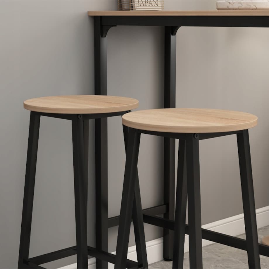 2x krzesło wysokie hoker barowy kuchenny stołek taboret metalowy dąb loft
