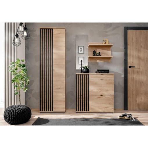 Garderoba do przedpokoju PEDRO III hickory jackson/czarna