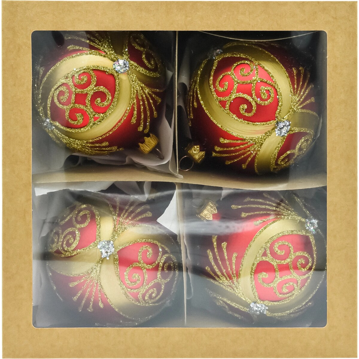 Bombki okrągłe czerwono-złoty zestaw