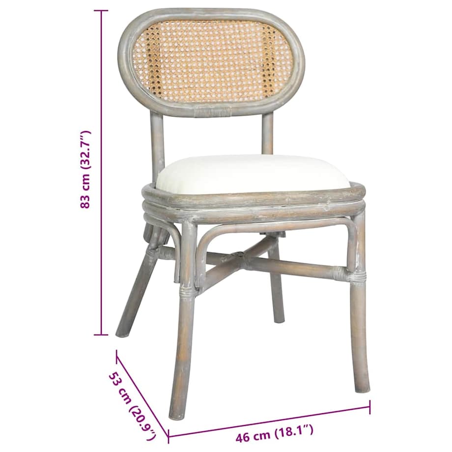 vidaXL Krzesła stołowe, 2 szt., szare, lniane poduszki