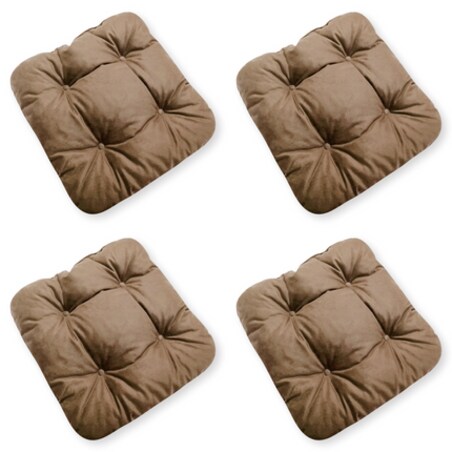 Zestaw 4 poduszek na krzesło/stołek, standard, 40x40 cm, Brąz