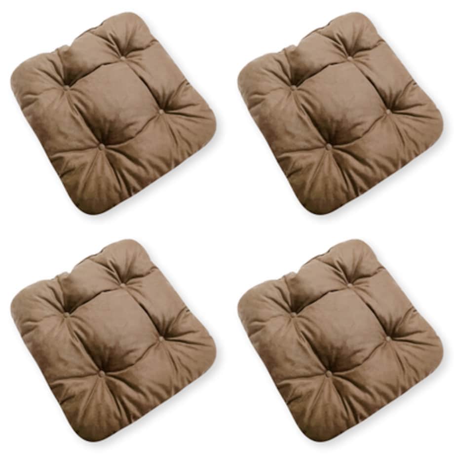 Zestaw 4 poduszek na krzesło/stołek, standard, 40x40 cm, Brąz