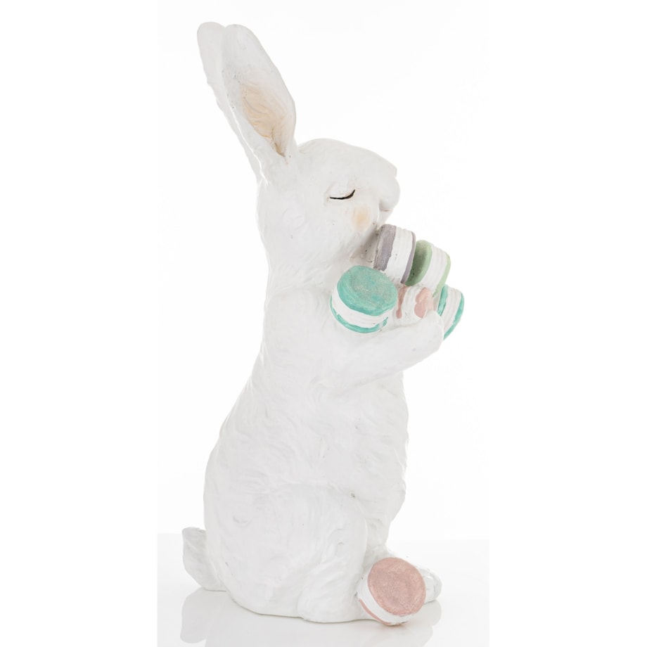 Dekoracja - biały królik z makaronikami 60,5x24x28 cm