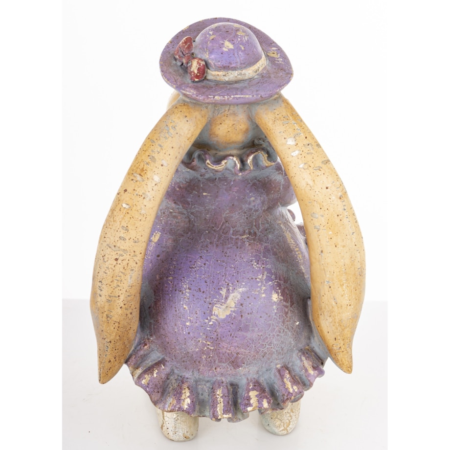 Dekoracja - króliczka z bukietem 22x13x12 cm DŁUGOUCHA