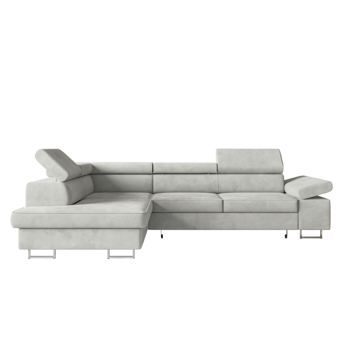 Narożnik ALEX z regulowanymi zagłówkami, lewostronny-Matt Velvet szary