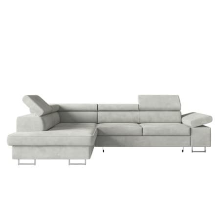 Narożnik ALEX z regulowanymi zagłówkami, lewostronny-Matt Velvet szary