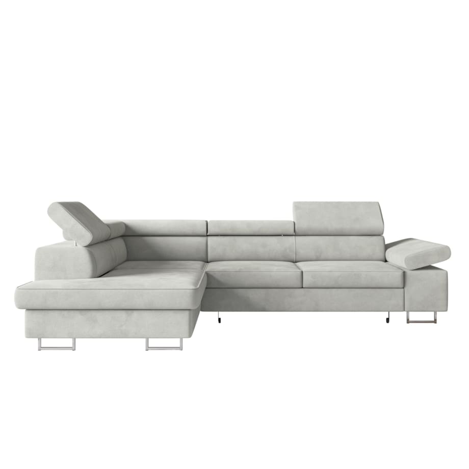 Narożnik ALEX z regulowanymi zagłówkami, lewostronny-Matt Velvet szary