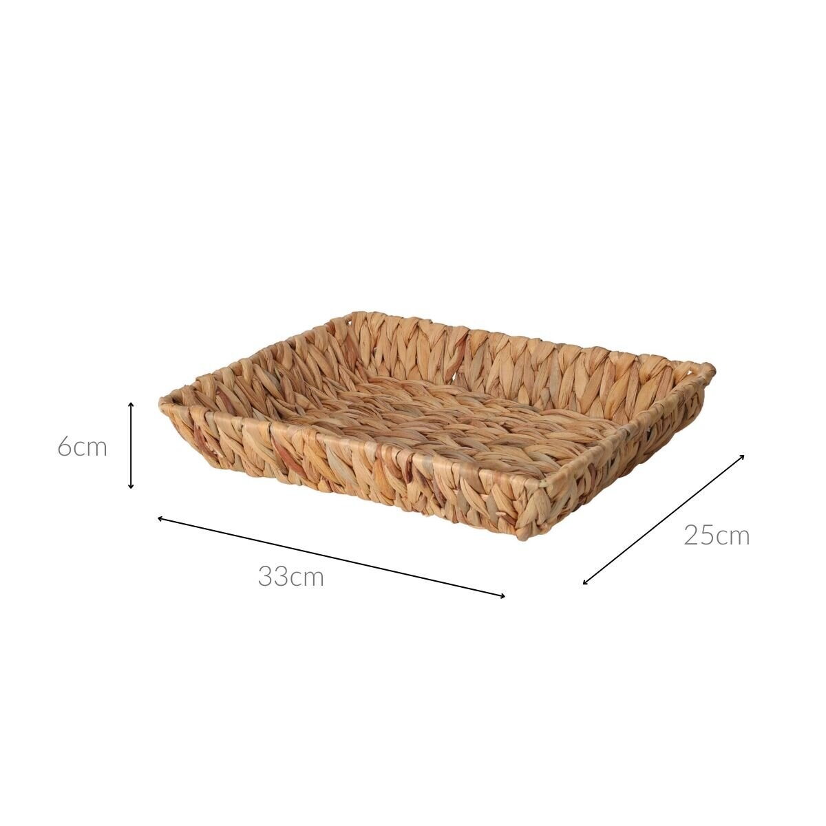 Kosz prostokątny pleciony z hiacyntu wodnego BRAID, 33 x 25 cm