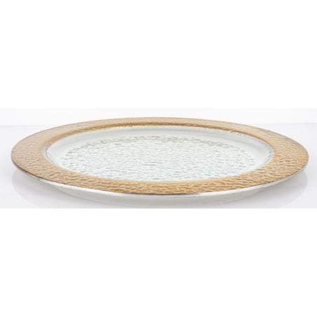 Podstawka dekoracyjna pod talerz, Ø 37x1,5 cm PULVINAR-6, biała ze złotym paskiem
