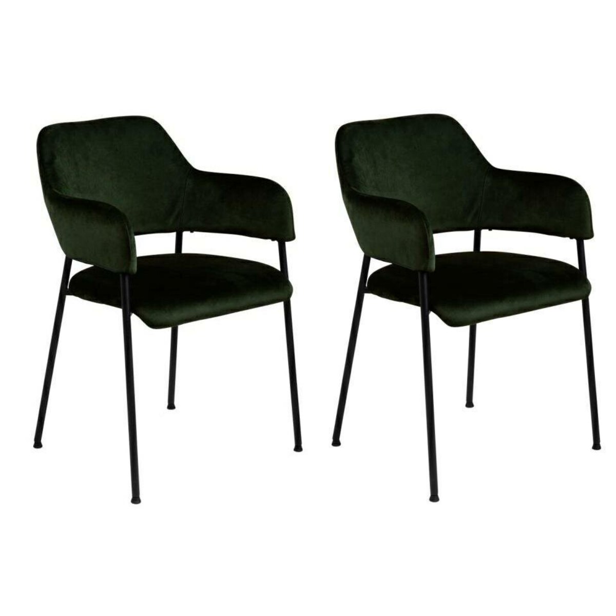 Zestaw 2 KRZESŁA Z PODŁOKIETNIKAMI Lima WELUROWE zielone