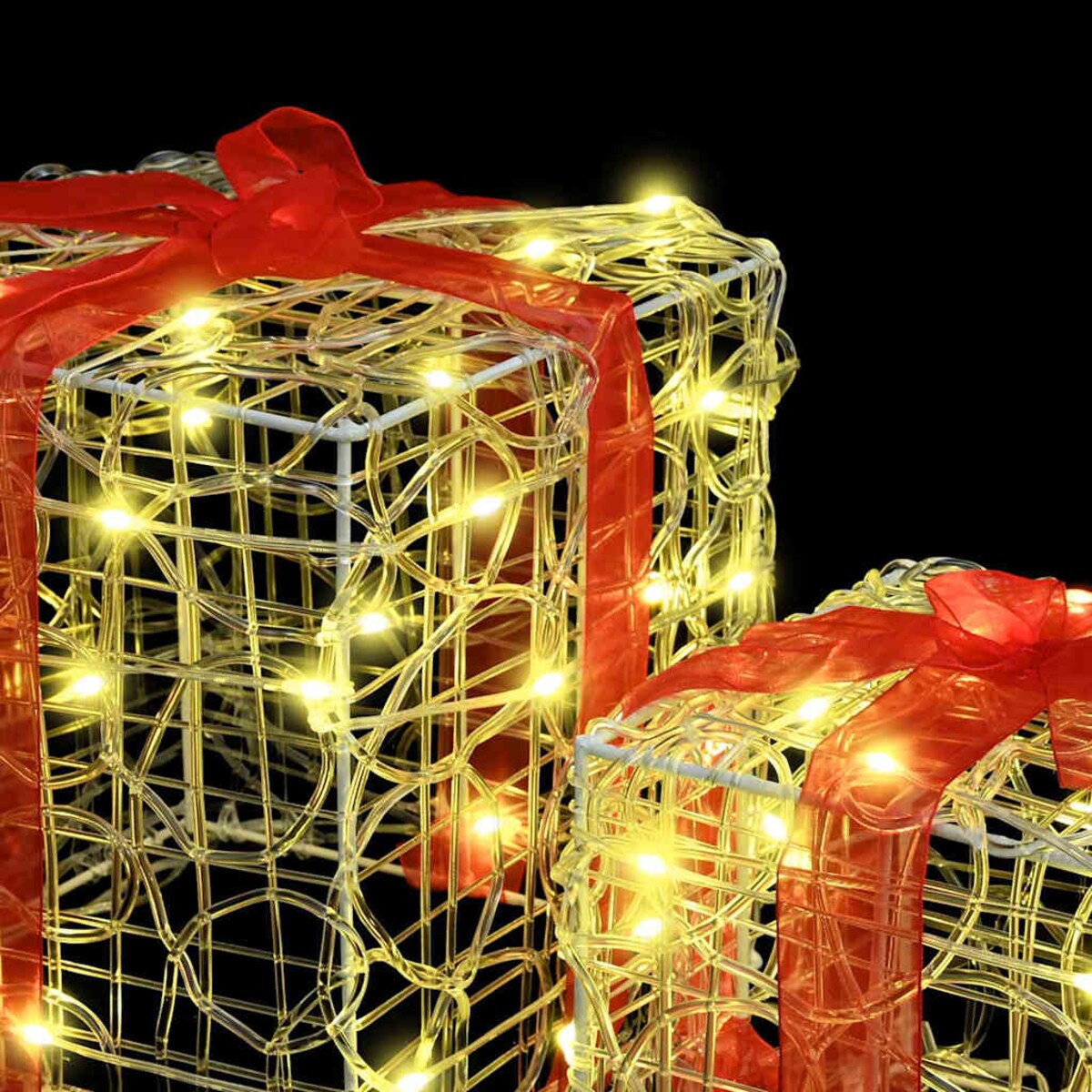 vidaXL Pudełko Prezentowe 3 pcs Ciepła biel 20 x 20 x 20 cm Akryl