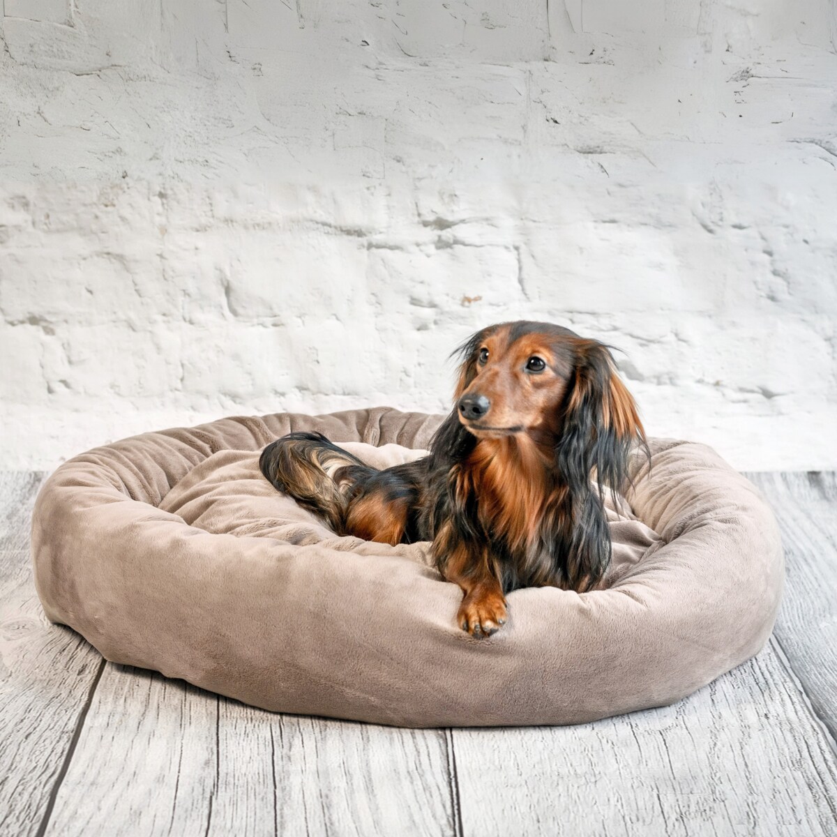 Pluszowe legowisko dla psa lub kota BUZZY, 60x55 cm, Brąz