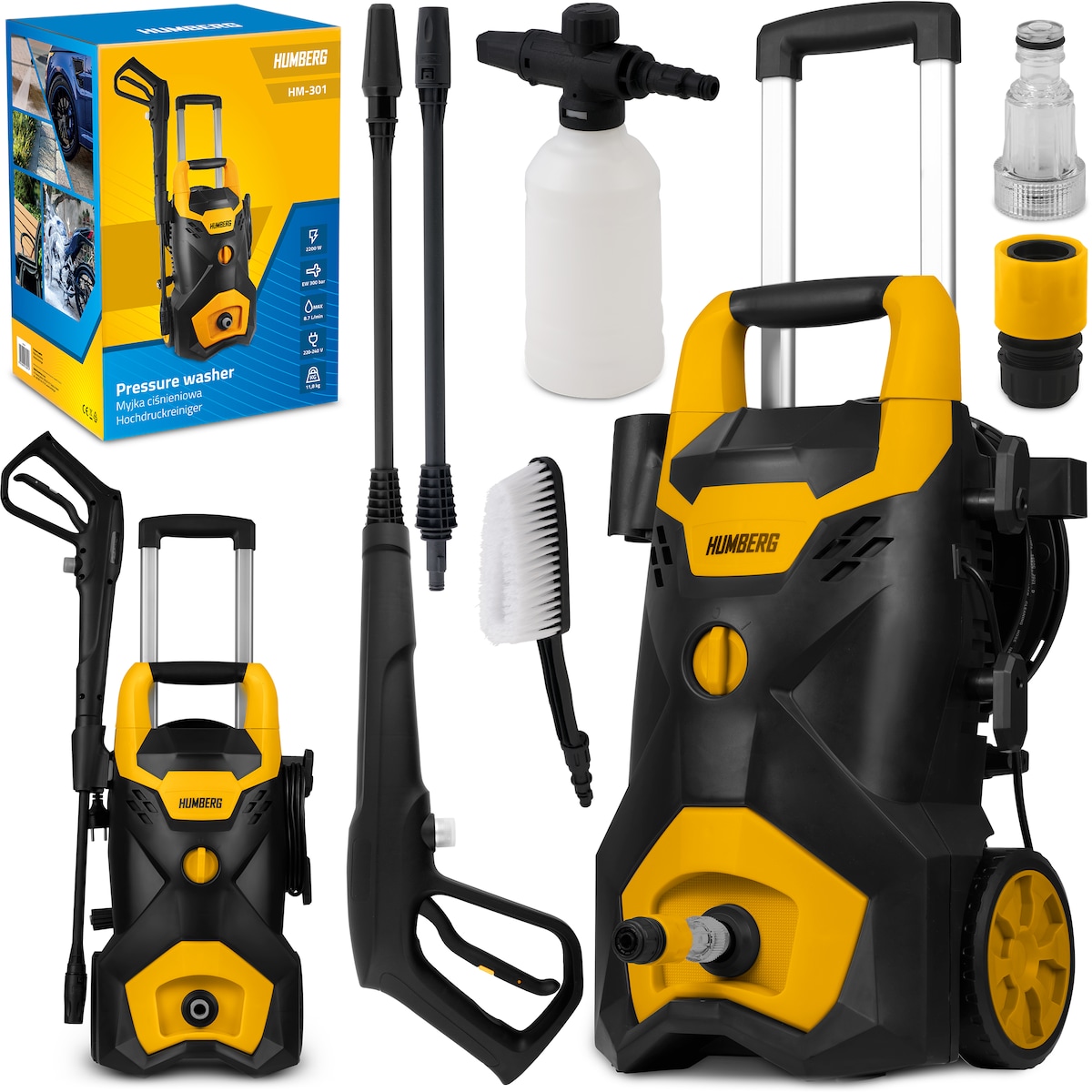 Myjka ciśnieniowa ze zwijakiem 2200W 300 bar zestaw Humberg