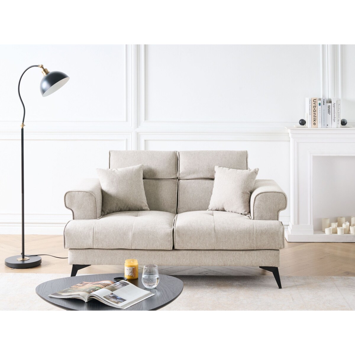 Sofa 2-osobowa beżowoszara SKIVE