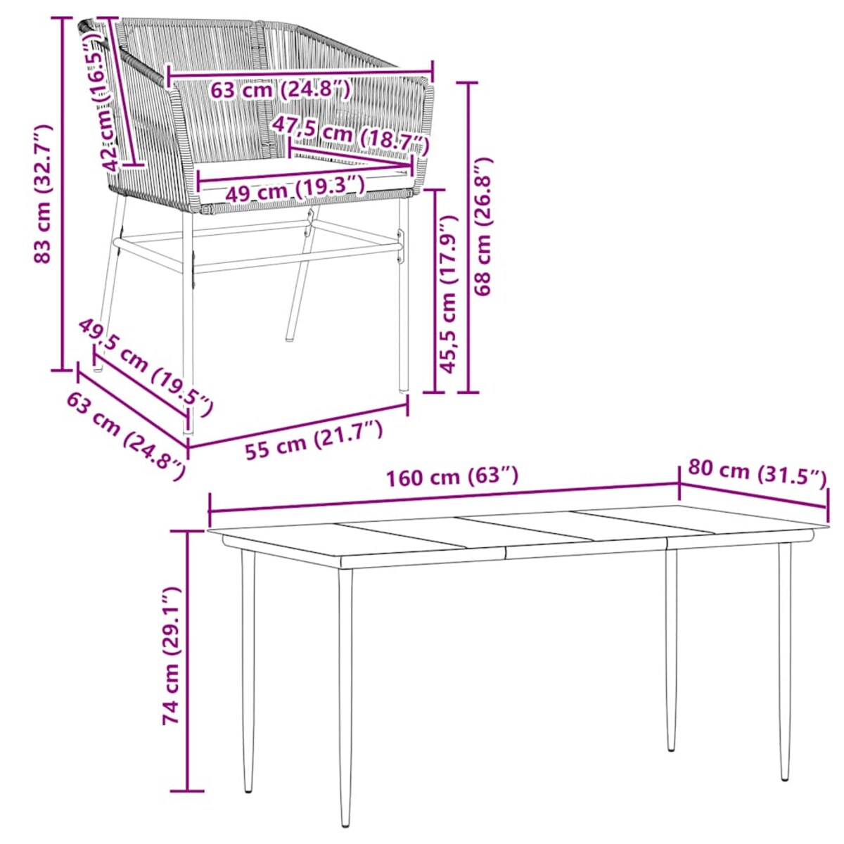 vidaXL 5-częściowy zestaw ogrodowy z poduszkami szary polirattan szkło