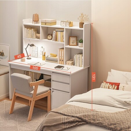 Biurko młodzieżowe komputerowe stolik loft białe z regałem półkami szuflady