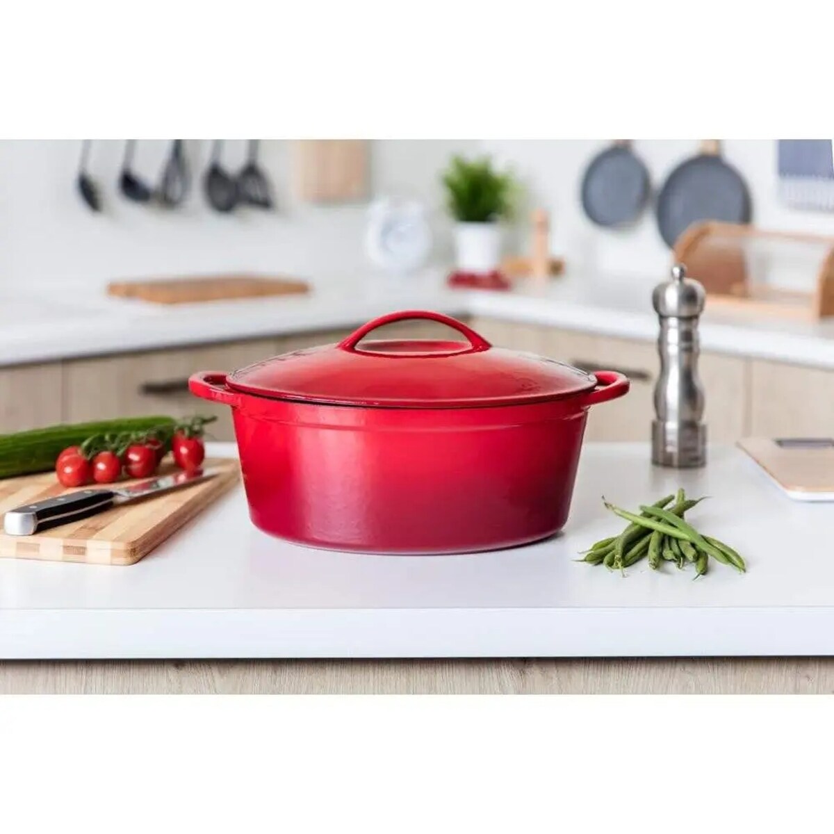 GARNEK duży ŻELIWNY PIEKARNIK brytfanna INDUKCJA pokrywa na prezent 6,7 L