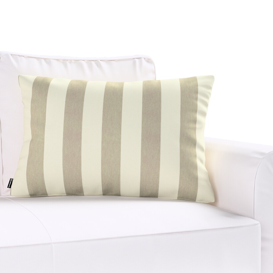 Poszewka Kinga na poduszkę prostokątną 60x40 beżowo-białe pionowe pasy (5,5cm)