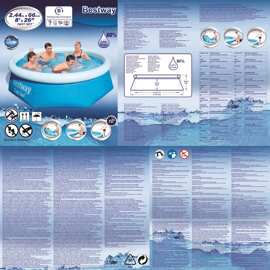 Bestway Dmuchany basen Fast Set, okrągły, 244 x 66 cm, 57265