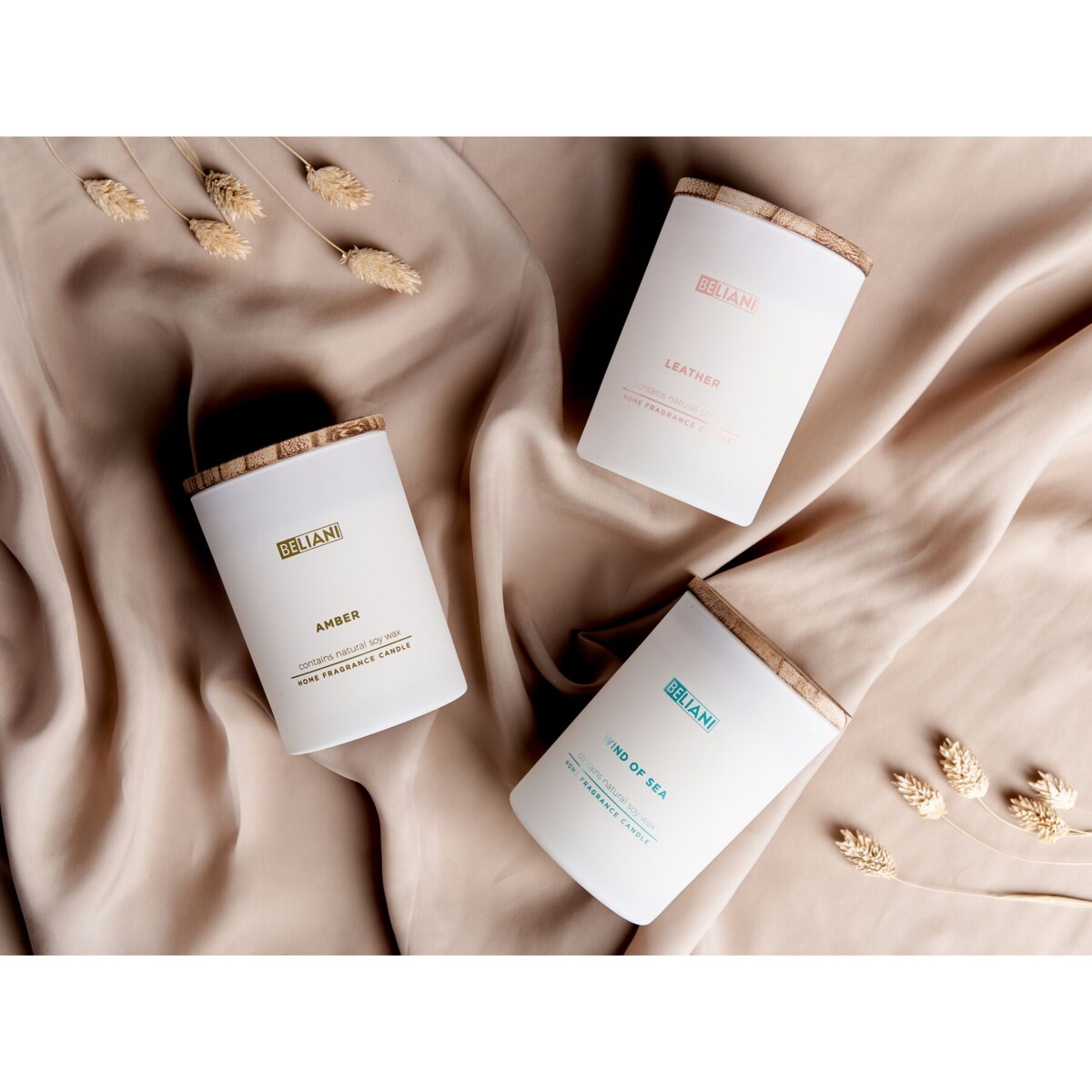 3 świece zapachowe sojowe skóra/ morska bryza/ bursztyn SIMPLICITY