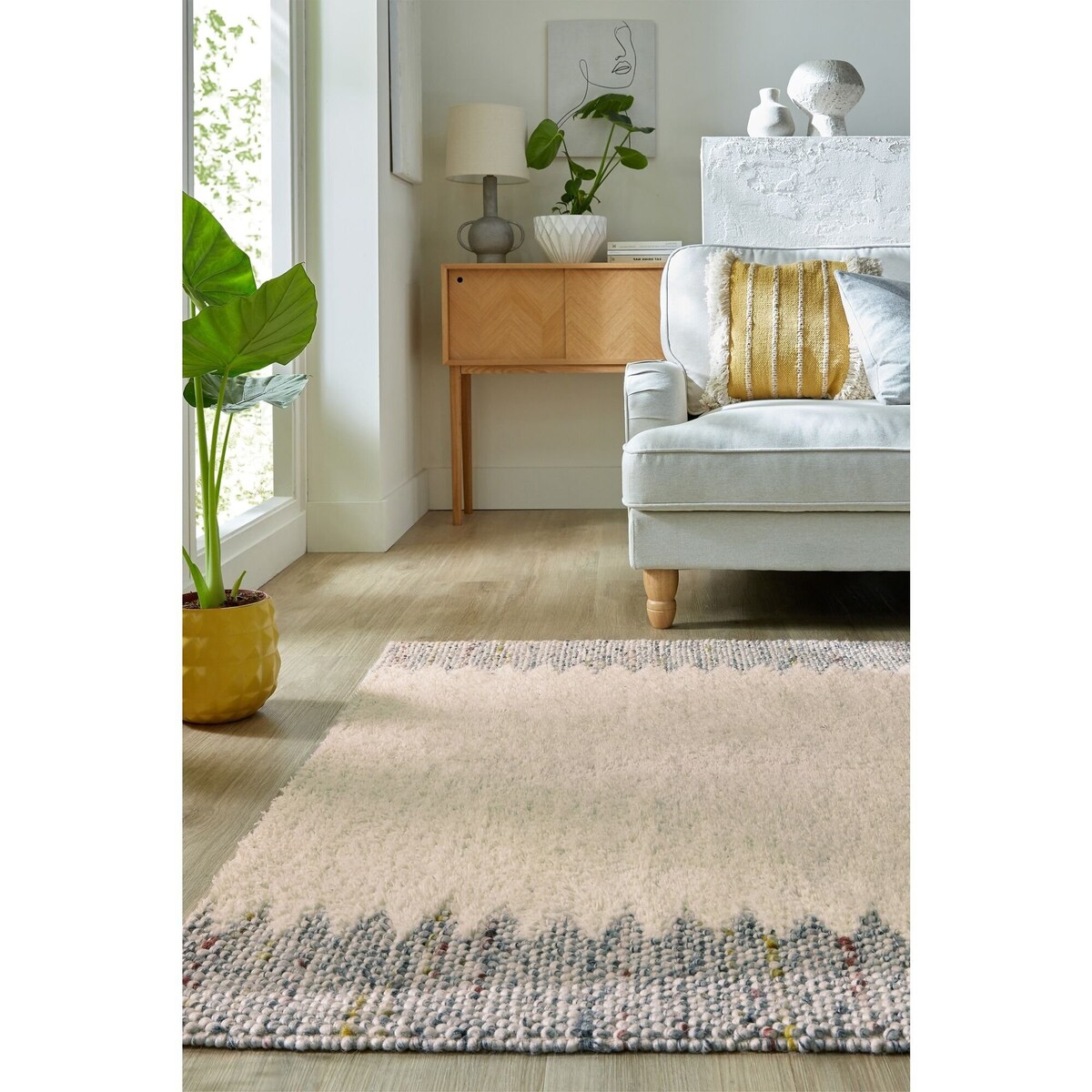 Dywan Wełniany Ramka Minerals Border Czarny/Kremowy 120x170