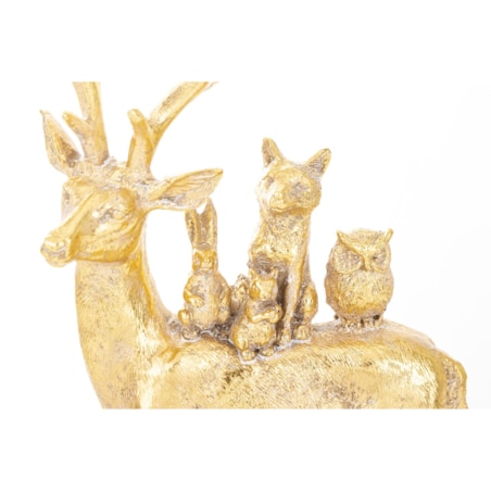 Dekoracja - złoty jeleń i zwierzaki 27x16x9 cm SANU stojący