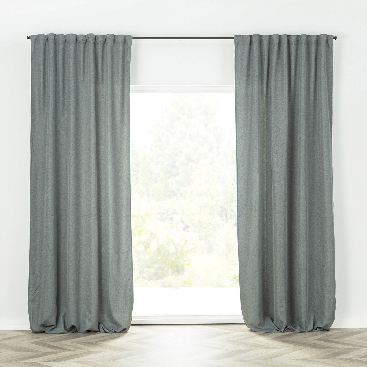 Zasłona BASIC na taśmie marszczącej 140x300cm szary denim 1 szt. 140x300 szary