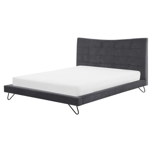 Łóżko welurowe 160 x 200 cm szare LANNION