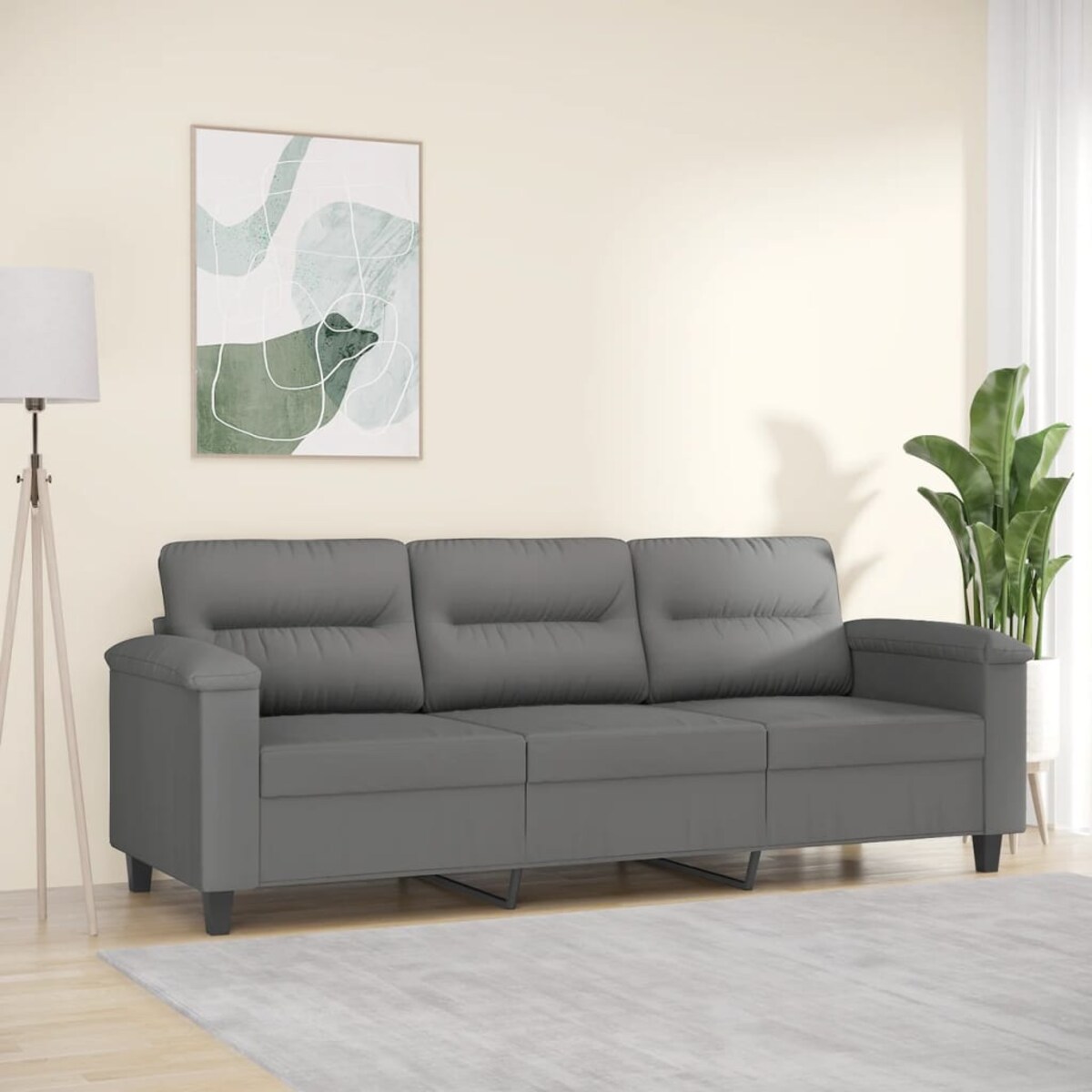 vidaXL 3-osobowa sofa, ciemnoszary, 180 cm, tapicerowana mikrofibrą