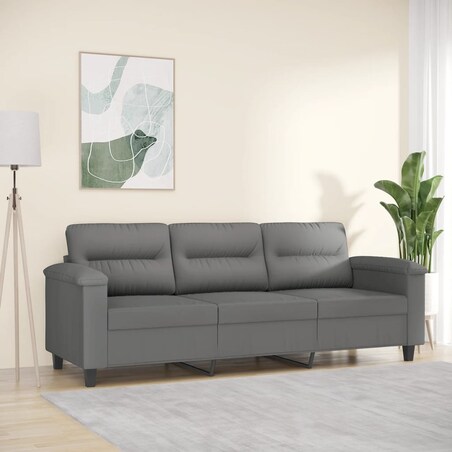 vidaXL 3-osobowa sofa, ciemnoszary, 180 cm, tapicerowana mikrofibrą