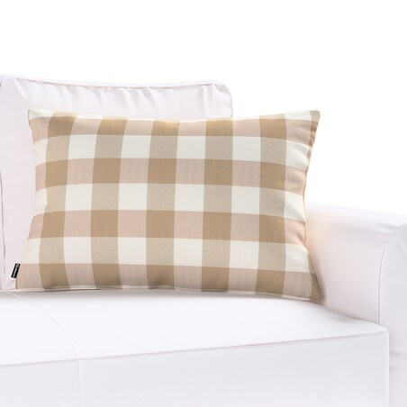Poszewka Kinga na poduszkę prostokątną 47x28 beżowo-biała krata (5,5x5,5cm)