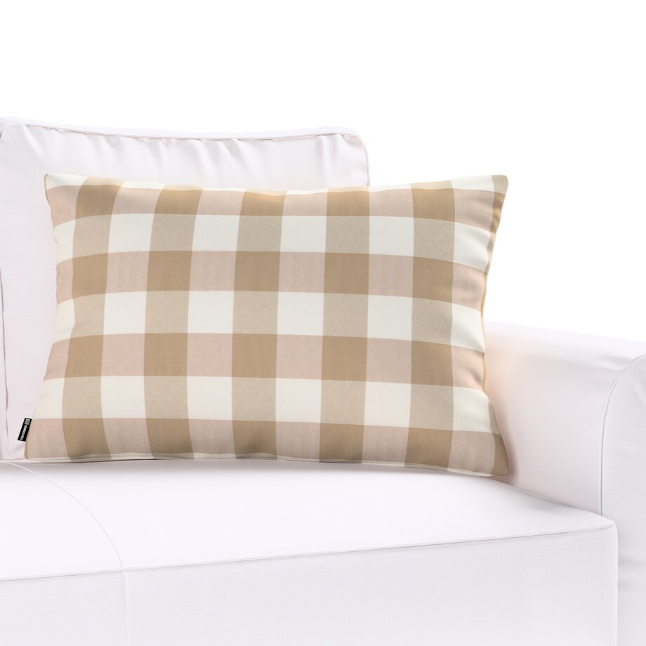 Poszewka Kinga na poduszkę prostokątną 47x28 beżowo-biała krata (5,5x5,5cm)