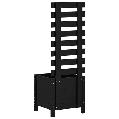 vidaXL Donica ogrodowa z trejażem, czarna, 39x39,5x114 cm, lita sosna