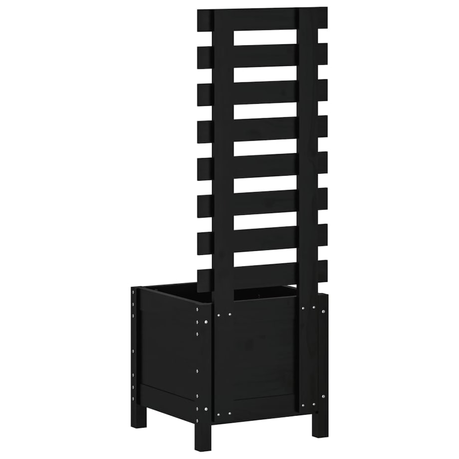 vidaXL Donica ogrodowa z trejażem, czarna, 39x39,5x114 cm, lita sosna