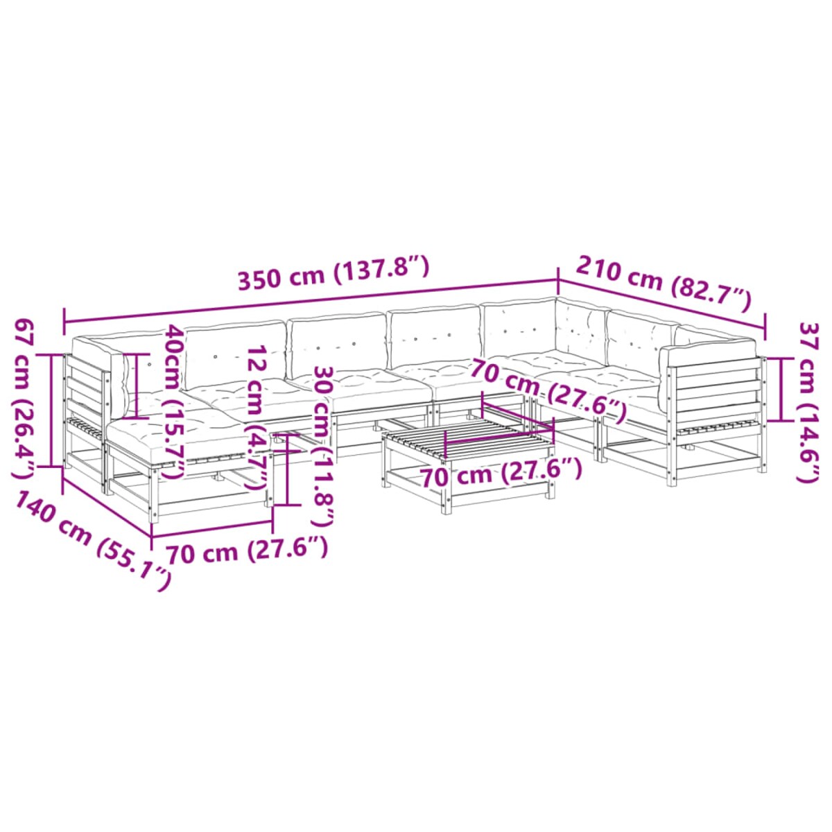 vidaXL 9-cz. zestaw wypoczynkowy do ogrodu, z poduszkami, woskowy brąz