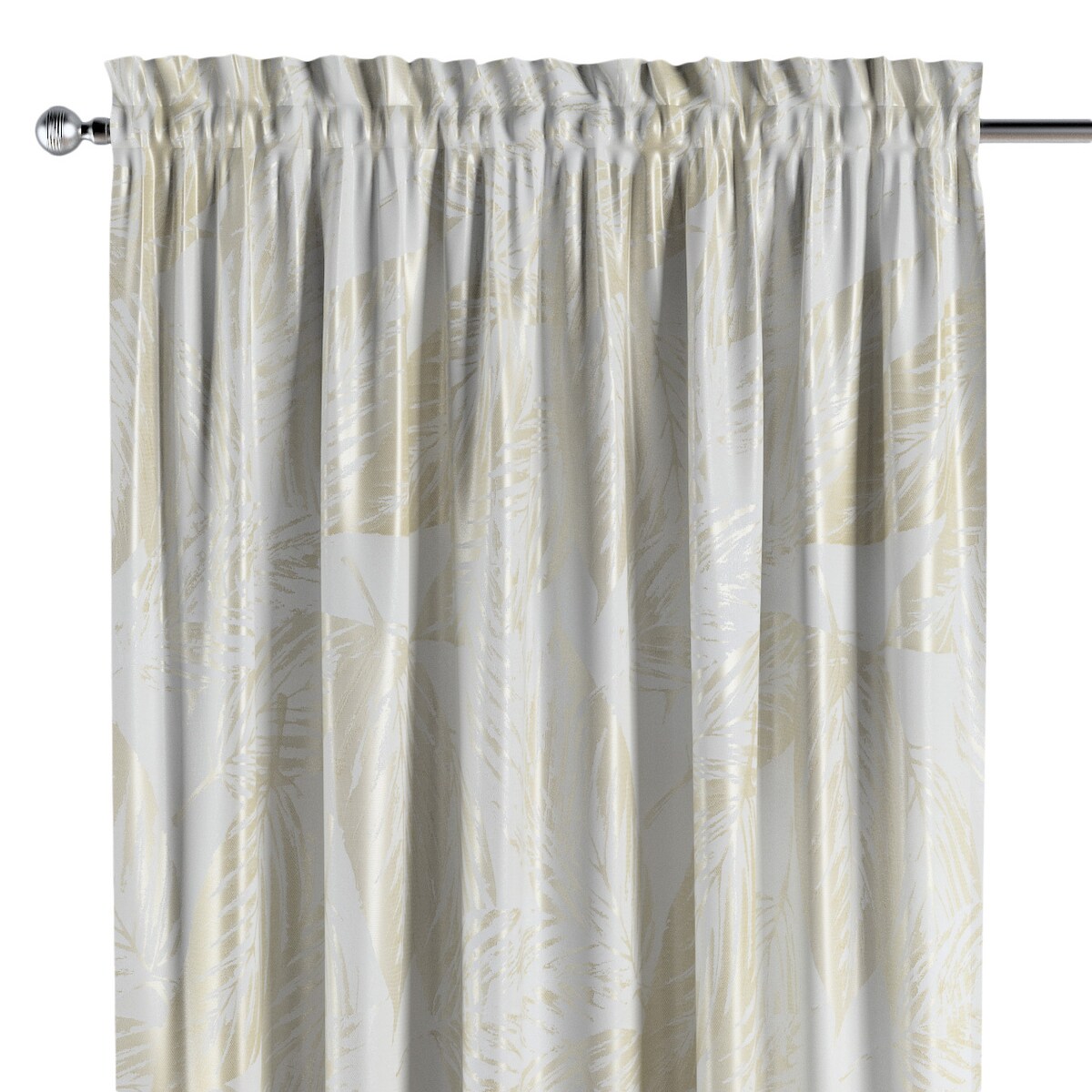Zasłona na kanale z grzywką 1 szt. 130x260 ecru liście