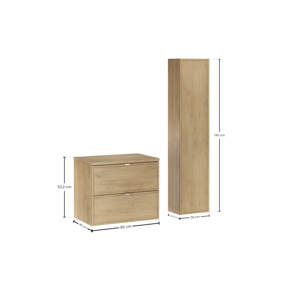 Elias Wood 60 cm szafka pod umywalkę i wysoka szafka