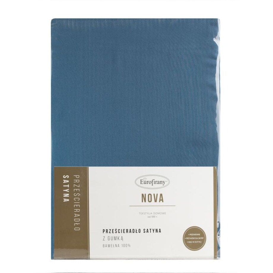 Prześcieradło z Gumką Satynowe 180 x 200 granatowe