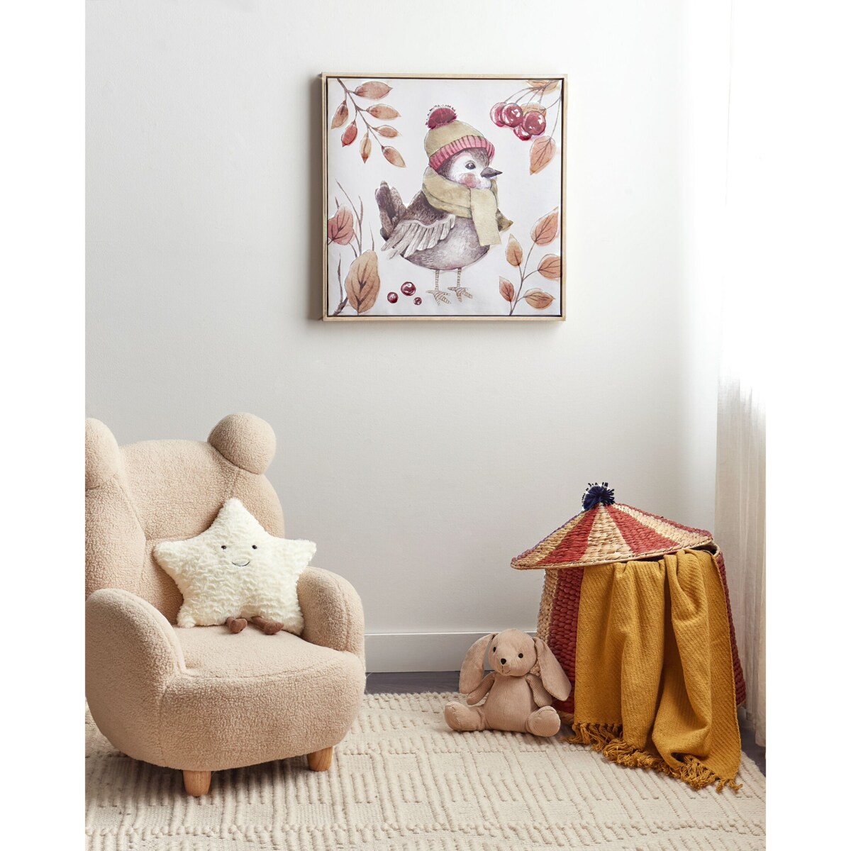 Obraz na płótnie w ramie ptak 63 x 63 cm wielokolorowy CASTRO