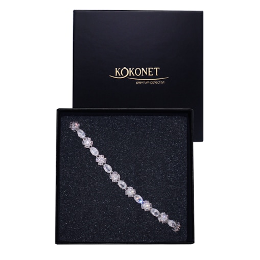 Delikatna kwiatowa bransoletka ślubna srebrna wąska minimalistyczna JAKOŚĆ