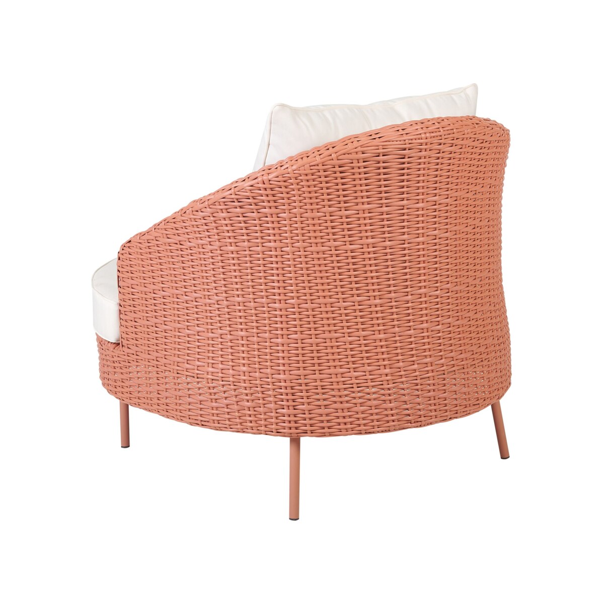 Fotel ogrodowy z technorattanu z podnóżkiem różowy ARCILLE