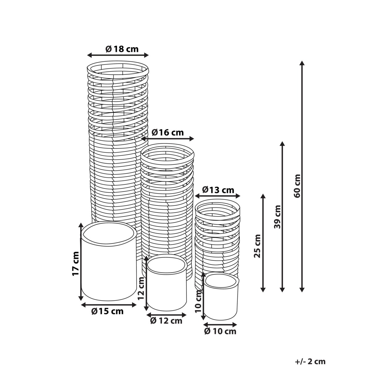 Zestaw 3 świeczników jasne drewno ROVARE